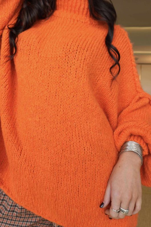 Big Softie Funnel Grunge Knit Marmalade